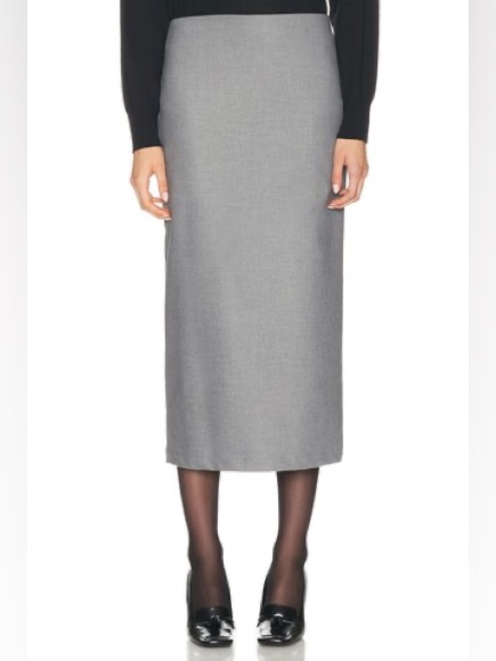 Enza Costa Suiting Pencil Skirt in Light Grey